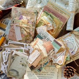 500pcs Vintage Scrapbook Papers Junk Journal Supplies Journaling Scrapbooking Supplies Kit for Planner, Bullet Journal Collage Card Embellishment Retro Crafts