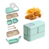 KVBUCC 1 Piece Green Double Layer Lunch Box, Stackable Food