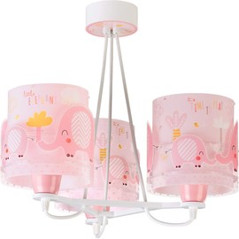 Dalber 61337S E27 Children's Bedroom Pendant Light Ceiling Light Children's Room 3 Lights Little Elephant Animals Rose