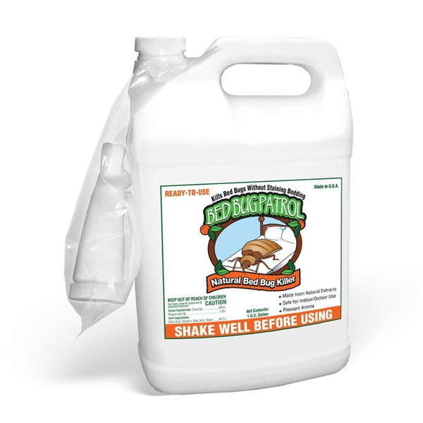 Bed Bug Spray by Bed Bug Patrol - Natural Bed Bug Killer - Child & Pet Safe - Plant Based - Non-Toxic - Effective Natural Treatment - Recommended for Home, Vehicles, Mattresses & Furniture - 128oz | 1 Gallon