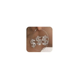 Jumwrit Rhinestone Huggie Hoop Earrings Dollar Sign Earrings Large Hoop Dangle Drop Earrings Statement Geometric Earrings Big Circle Earrings for Women and Girls（Gold）