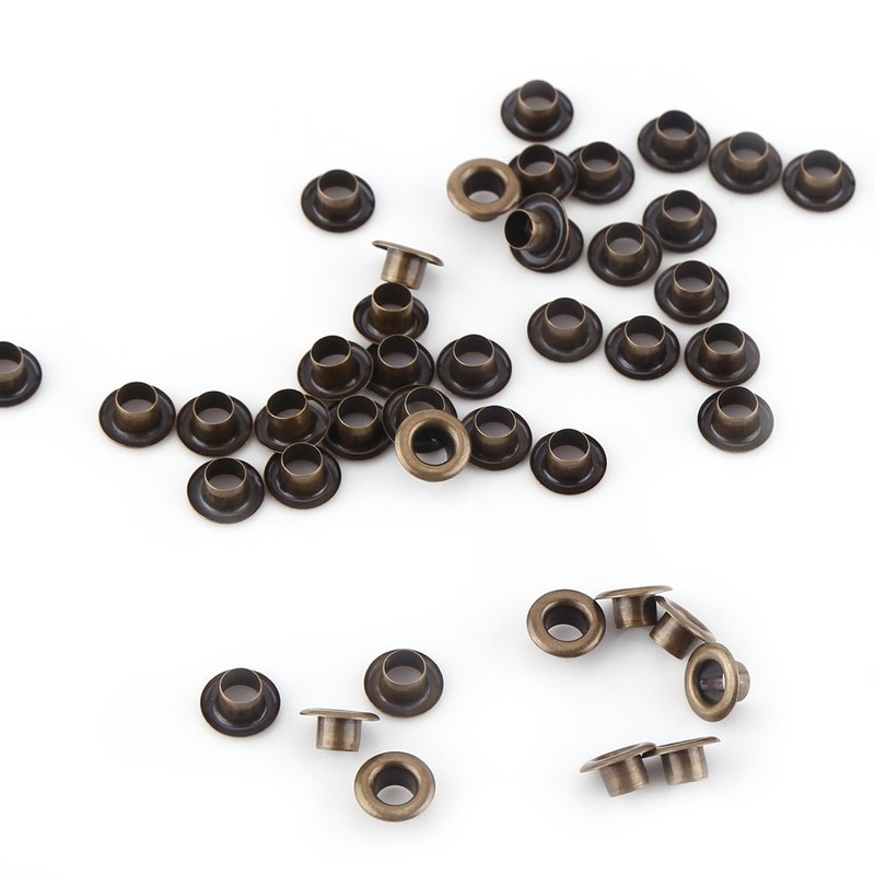 Antique Brass Eyelet Grommets, Leathercraft Accessory Fasteners Kit with Washers