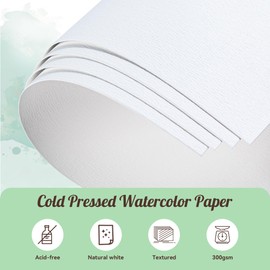 XWT Watercolor Paper Sheets Bulk, 9x12in 300gsm-60 Sheets, Drawing Supplies for Artists, Students, Kids, Acrylic & Oil Pastel & Sketch Paper & Water Color Painting Paper