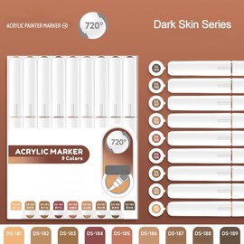 Yolaka Water Based Acrylic Paint Markers, 9 Colors Acrylic Paint Pens Set with Soft Brush Tip, Marker Pen for Rock Painting, Egg, Wood, Glass, Paper, Acrylic Painter Ink (Black Series-2)