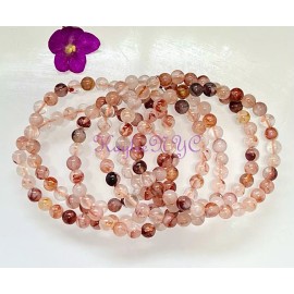 Quartz Wholesale Lot 6 Pcs Natural Hematoid 6mm 7.5” Crystal Stretch Bracelet