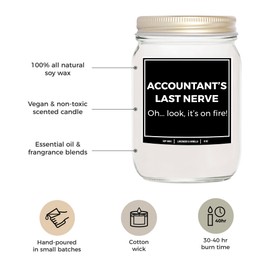 You Nique Designs Funny Accountant Gifts, CPA 8 oz Candles for Accountants, Gifts for CPA - Accounting Presents for Men, Women - Accounting Office Decor Idea (Lavender & Vanilla)
