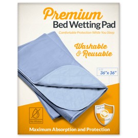 Zero Waste Moving Premium 36x36 Washable and Reusable Bed Wetting Pad. Designed to Protect Your Mattress and Sheets from Any Accidents, 36 INCHES by 36 INCHES, Light Blue