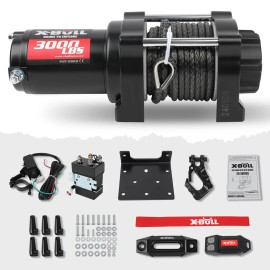 X-BULL Electric Winch 3000lbs 12V DC Synthetic Rope Truck Towing Trailer ATV UTV