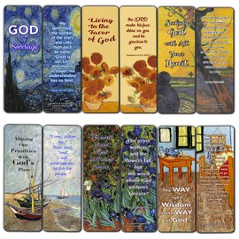 Wonderful Magnificent God Bible Verses Bookmarks (12 Pack) - Van Gogh Paintings for Men Women - Prayer Cards - War Room Decor - Encouragement Gifts - VBS Gifts