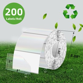 3x2 Inch Transparent Holographic Thermal Labels Stickers, Clear Self-Adhesive Direct Thermal Labels, Perforation Line Design& Waterproof- 200 Sheets