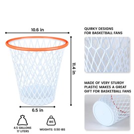 8 Pcs Basketball Trash Can 4.5 Gallon Basketball Garbage Can Plastic Waste Basket Trash Bin Gift for Home Office Kitchen Living Room Gym