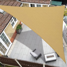 Coumavin 20'x20'x20' Sun Shade Sail Triangle Outdoor UV Block Canopy Sunshade Cover for Backyard Porch Pergola Deck Garden Patio, Sand
