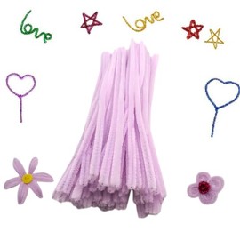 100 piezas Limpiapipas Morado Claro con 20 piezas Ojos Saltones, Tallos de Chenilla para Proyectos de Manualidades, Limpiapipas para Proyectos de Bricolaje, Artes y Decoración Festiva