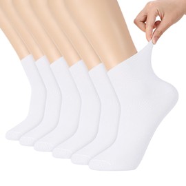 6 Pairs Extra Wide Socks for Swollen Feet, Loose Top Socks Cotton Calf Elastic Sock for Women Home Hospital, Size 6.5-8.5