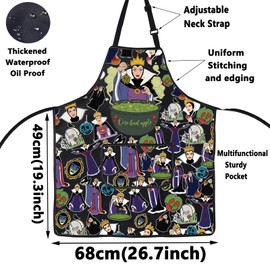 WZMPA Villains Queen Kitchen Apron Villain Queen Fans Gift Villain Queen Poison Apple Adjustable Apron Villains Queen Merch (One bad apple Ap)