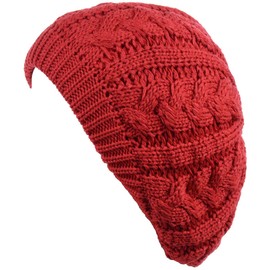 BYOS - Gorro de lana para mujer (juego disponible), Cable rojo., Talla única
