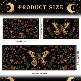 InIsaJace Mushroom Rug Kitchen Decor Set of 3, Non Slip Cottagecore Moth Rug Door Mat, Mushroom Rugs for Entrance Bedroom Bathroom Home Decor(16 X 28 in + 16 X 47 in)
