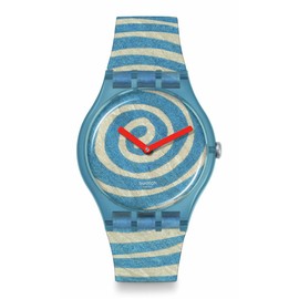 Swatch Casual Watch Blue Quartz Plastic Art Journey Bourgeois's Spirals