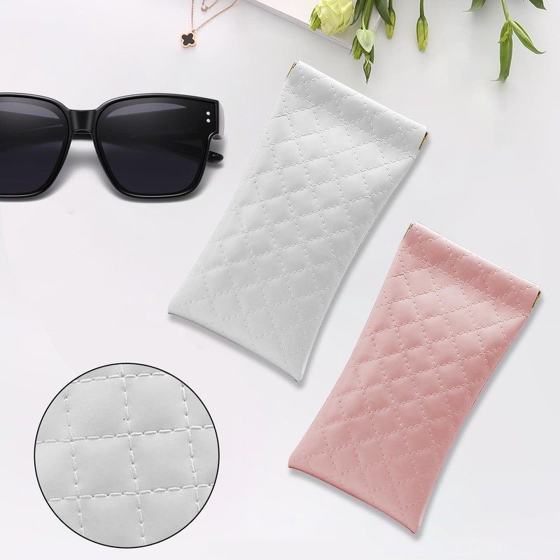 ZACI 2 Pcs Leather Eyeglass Cases Portable Sunglasses Cases Squeeze