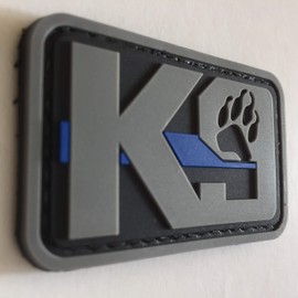 K9 Dog Paw Patch PVC Rubber Tactical Police Law Enforcement Support - Canine Thin Blue Line Patch Hook Fastener Backing by uuKen Tactical Gear (Grey)