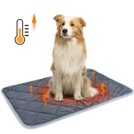 Nobleza Self Heating Cat Mat, Super Thermal Dog Crate Pad for Indoor Outdoor, Washable Anti-Slip Kennel Mat for Medium Small Dogs and Cats, 35 * 23" Grey