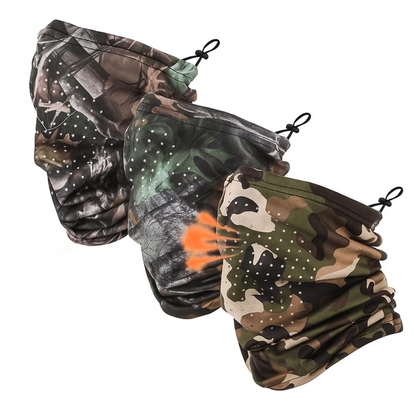 3 Pcs Breathable Camo Balaclava Flannel Hunting Face Mask Adjustable
