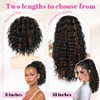 ALXNAN Wavy Curly Ponytail Extension, 18" Black With Highlights Drawstring
