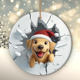 Lab Retriever Dog Ornaments for Christmas Tree, Labrador Retriever Christmas Ornaments - Lab Retriever Decor - Gifts for Lab Retriever Lovers, Lab Retriever Gifts for Women Men - Ceramic Ornaments