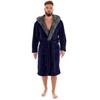 i-Smalls Mens Dressing Gown Super Soft Fleece Hooded Housecoat Robe