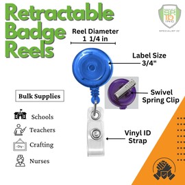 Bulk 25 Pack - Translucent Retractable ID Badge Reels with Alligator Swivel Pinch Clip - Colorful Badge Holder Blanks with Swivel Clips for Nurses, Teachers, Employees by Specialist ID (Green)