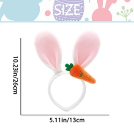 Easter Headbands for Women Men Fluffy Rabbit Ears Hair Bands Cute Bunny Carrot Headband Large Bunny Ear Hair Hoops White Downy Headwear Easter Party Hair Band Festival Holiday Hair Accessories 1Pcs