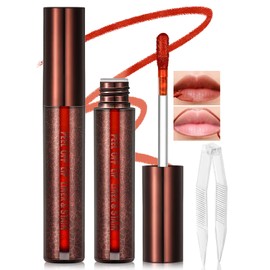 HOSAILY Peel Off Lip Liner Stain, Matte Nude Long Wear Waterproof Lip Stain Tattoo with Tweezer, Transfer-Proof High Pigmented Peel Off Lip Tint Gloss Liquid Lipstick Makeup 02
