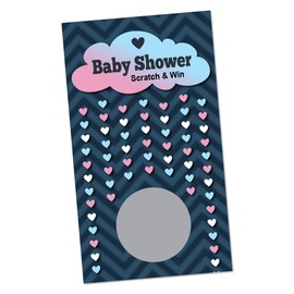Raining Hearts Baby Shower Scratch Off Cards