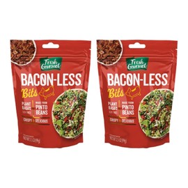 Fresh Gourmet Vegan Bacon-Less Bits - 3.5 oz Plant-Based Topping for Salads, Potatoes, Soups, and More Soy-Free, Kosher, and Smoky Flavor, Resealable Pouch (Pack of 2)
