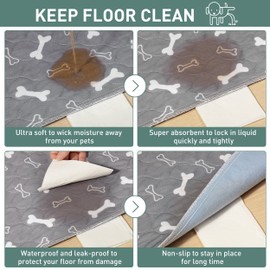 Eterish Reusable Washable Pee Pads for Dogs Extra Large 36'' x 72'' 2 Pack, Absorbent Pet Puppy Dog Training Pads Non-Slip, Waterproof Whelping Potty Pads for Dogs Leak-Proof