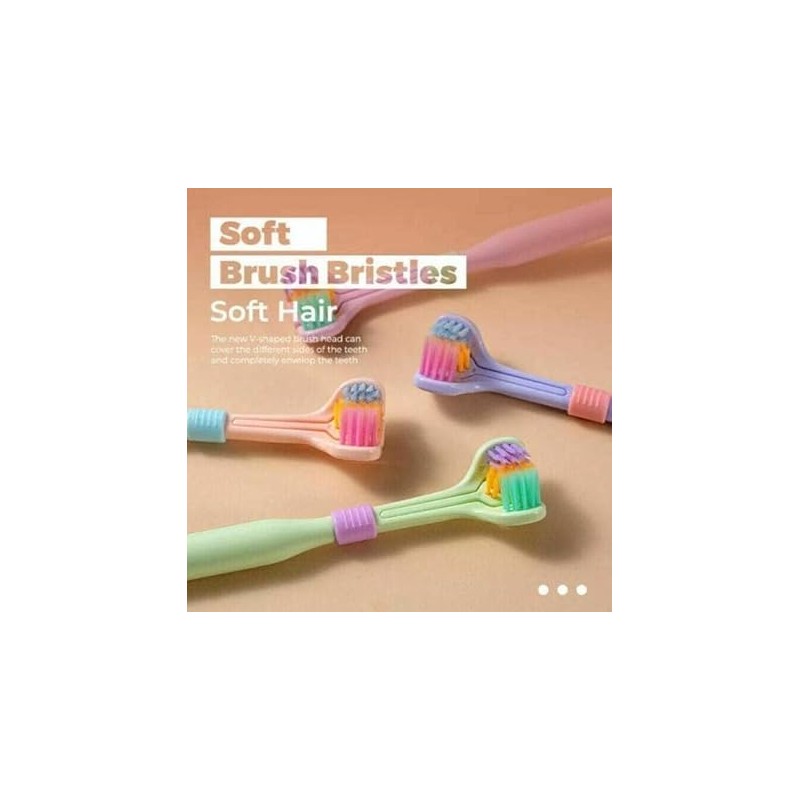 GANPUB 2 Pcs Three-Sided Soft Hair Toothbrush, Deeply and Thoroughly
