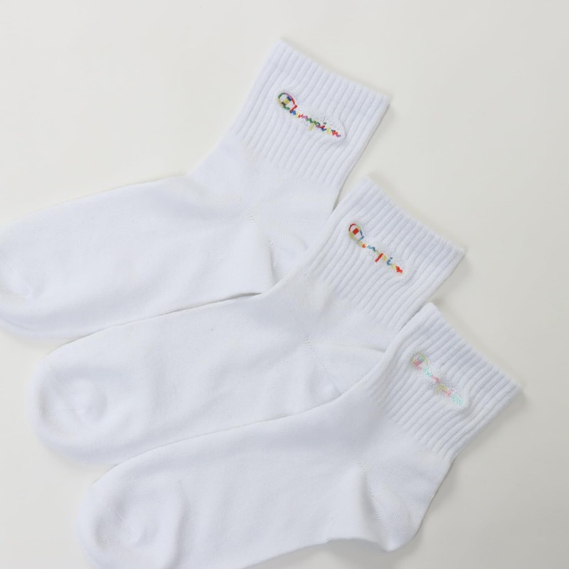 CWSCY204-010-S 3 Pairs Socks with Embroidered Script Logo No Pile