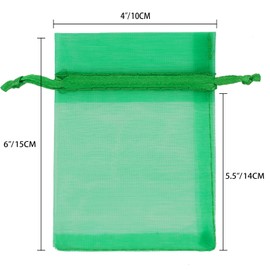 joycraft 50Pcs Organza Gift Bags, 4"x6" Green Sheer Organza Bags with Drawstring, Breathable Storage Mesh Pouch Bags for Wedding Favor, Jewelry, Festival, Makeup, Christmas Candy, Desserts