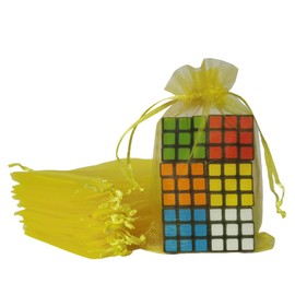 50 Pcs Gift Organza Bags Yellow Drawstring 4x6 inch for Baby Shower,Christmas,Wedding,Party Favors,Bridal Shower,Baby Girl Birthday,Sheer Fabric Mesh Clear Wrap Sachet for Jewelry,Candy,Necklace