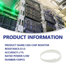 Innfeeltech 150pcs High Quality SMD Resistor Kit 1206 1/4W 33Ω ±1%