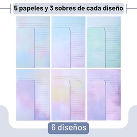 Mr. Pen - Juego de papel de escritura de papelería con sobres, 8.18 x 5.5 pulgadas, 30 hojas de cartas y 18 sobres, papel de carta imprimible suave pa