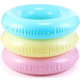 ShinyRelief 3 Pcs Inflatable Pool Floats 32'' Macaron Swim Inner Tube for Kids Girls Boys Swim Tube Rings Raft Floats for Adults Summer Beach Swimming Pool Birthday Party Decorations(Bright Color)