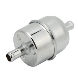 Fuel Filter, 3/8" High Flow Fuel Filter Inline Hose 9746 Chrome Universal Metal Car Fuel Filter