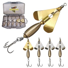 Buzzbait Fishing Lures Kit Bass Spinnerbait Baits with Treble Hook Topwater Buzz Bait Swimbait Metal Swim Jig Lure for Bass Pike Trout Salmon Fishing Freshwater Saltwater Fishing (10g/0.35oz-5pcs)