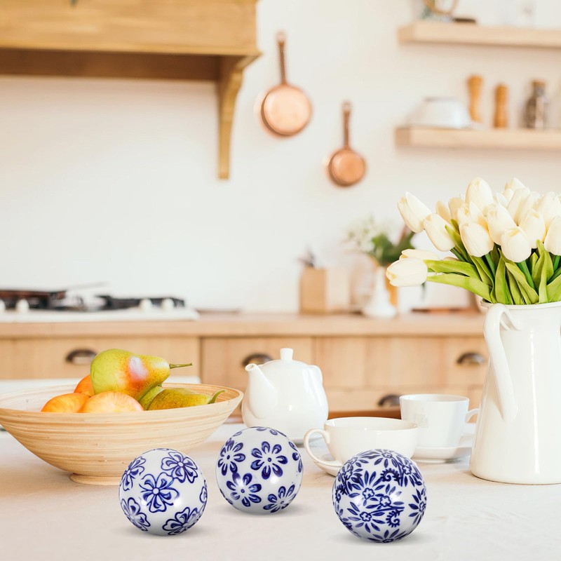 Abaodam Ceramic Balls Set of 3 Blue and White 5.00X5.00X5.00cm