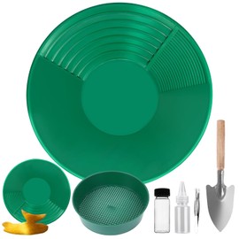 Ecoret-Pro Gold Washing Pan Set, 6-Piece Gold Panning Equipment, Gold Washing Channel Plastic Gold Pan with Gold Wash Sieve for Sand Nugget Mining Tub, Manual Gold Washing System, Digs, Green