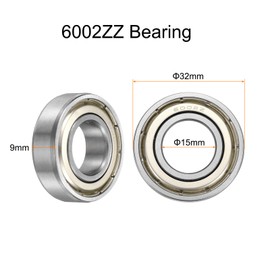 sourcing map 4pcs 6002ZZ Bearing 15x32x9mm, Chrome Steel Double Shielded Precision Bearing, Lubricated Deep Groove Ball Bearings, P6 (ABEC 3)