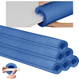 Hanaive 6 Pcs 40 Inch x 4.1 Inch Jumbo Foam Pool Noodles Pipe Insulation Tube Large Swimming Swim Hollow Noodle Bulk for Floating Craft Projects Pre Slit Clamp Protection Padding Bumper (Blue)