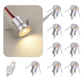 HHTUN 902 120°LED mini Spotlight,DC12V 1W,80Ra,75lm,Small Size,Embedded Installation,Suitable for Cabinet Lighting Such as Wine cabinets,Shoe cabinets,etc.,with Power Supply(3000K,Silver,9Pack)