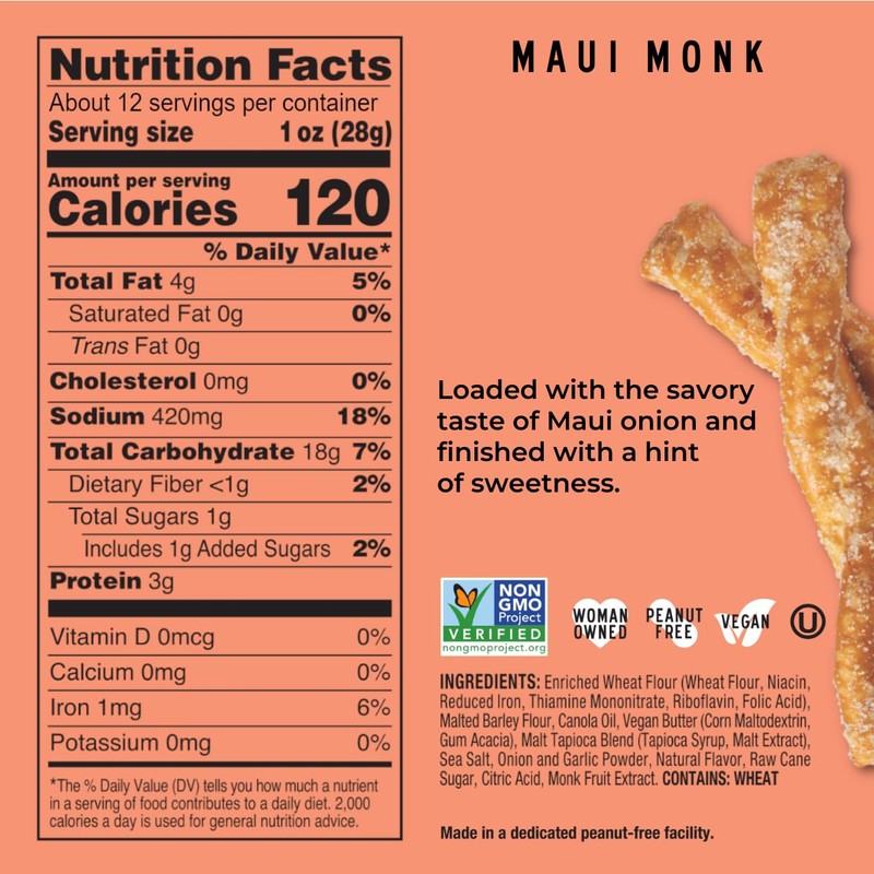 Stellar Snacks Pretzel Braids, Maui Monk, 12 OZ Large Bag